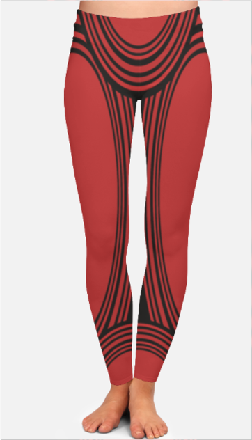 Red Geometric Circle Printed Leggings