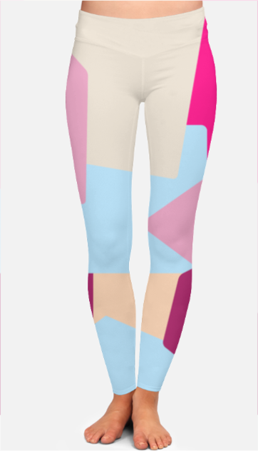 Multi Colored Irregular Geometric Printed Leggings