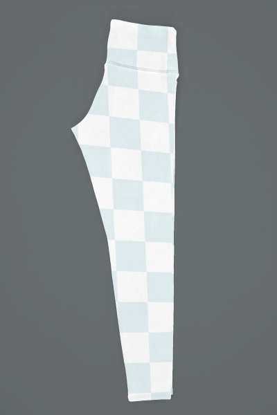 Blue And White Box Printed Leggings