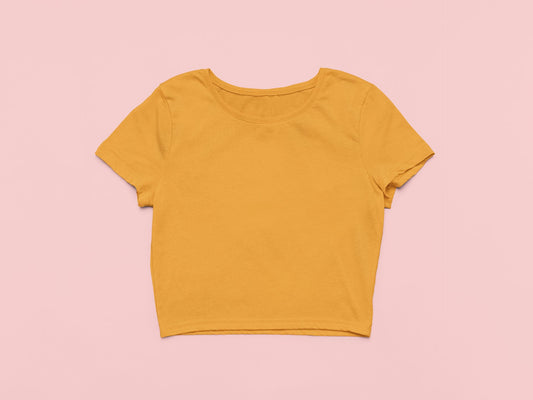 Solid Plain Crop Top - Yellow