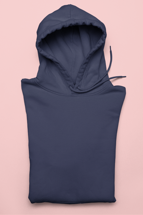 UNISEX Solid Plain Hoodie - Navy blue