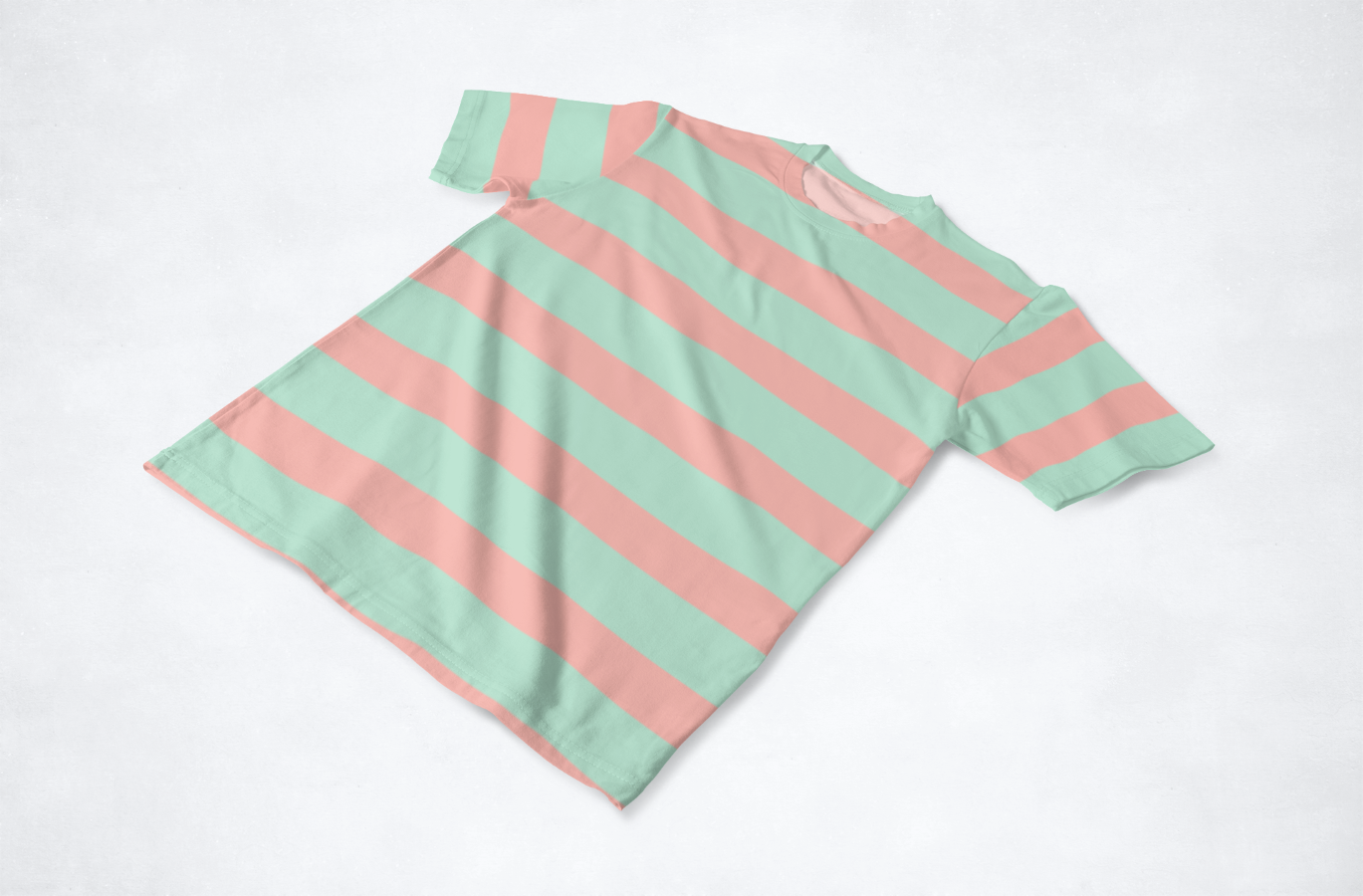 Pink And Blue Striped Sports wear T-shirt