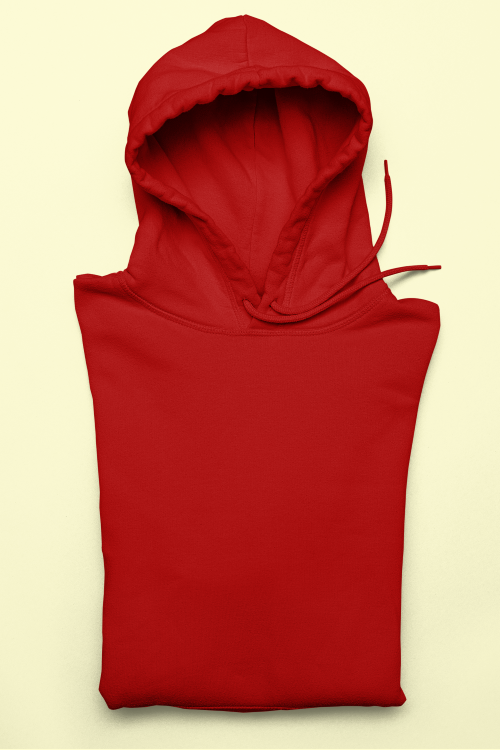 UNISEX Solid Plain Hoodie - Red