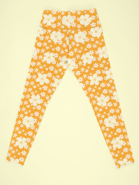 Flowers Printed Yellow Leggings