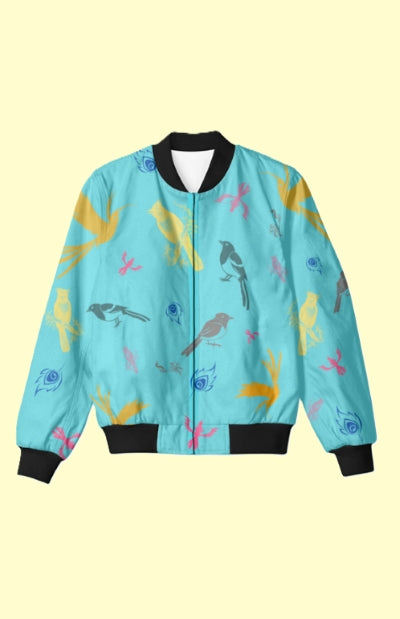 Birds Printed Bomber Jacket - UNISEX