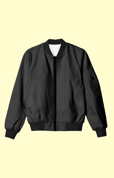 UNISEX Solid Plain Bomber Jacket - Black