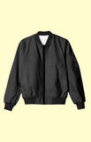 UNISEX Solid Plain Bomber Jacket - Black