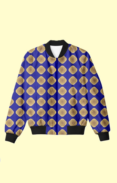 Mandala Print Dark Blue Bomber Jacket - UNISEX