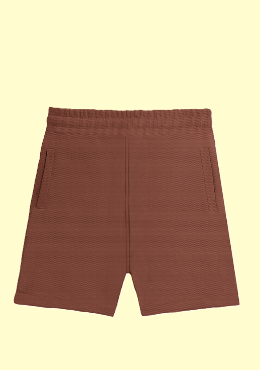 Solid Plain Athleisure Sports Shorts - Brickred