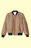 UNISEX Solid Plain Bomber Jacket - Brown