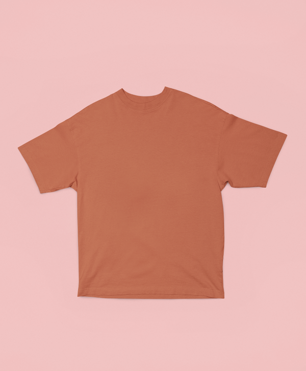 UNISEX Solid Plain Oversized T-shirt - Coral