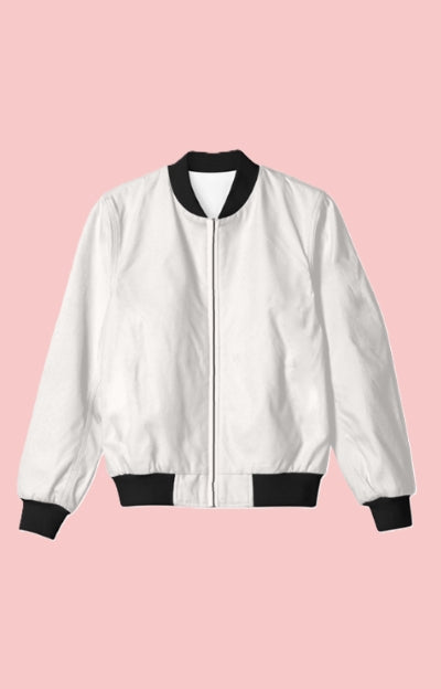 UNISEX Solid Plain Bomber Jacket - Cream