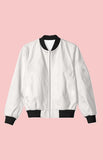 UNISEX Solid Plain Bomber Jacket - Cream