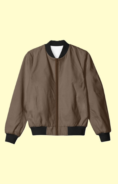 UNISEX Solid Plain Bomber Jacket - Dark Brown