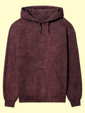 UNISEX Solid Plain Acid Wash Hoodie - Maroon