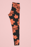 Dry Leafs Printed Black Leggings