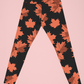 Dry Leafs Printed Black Leggings