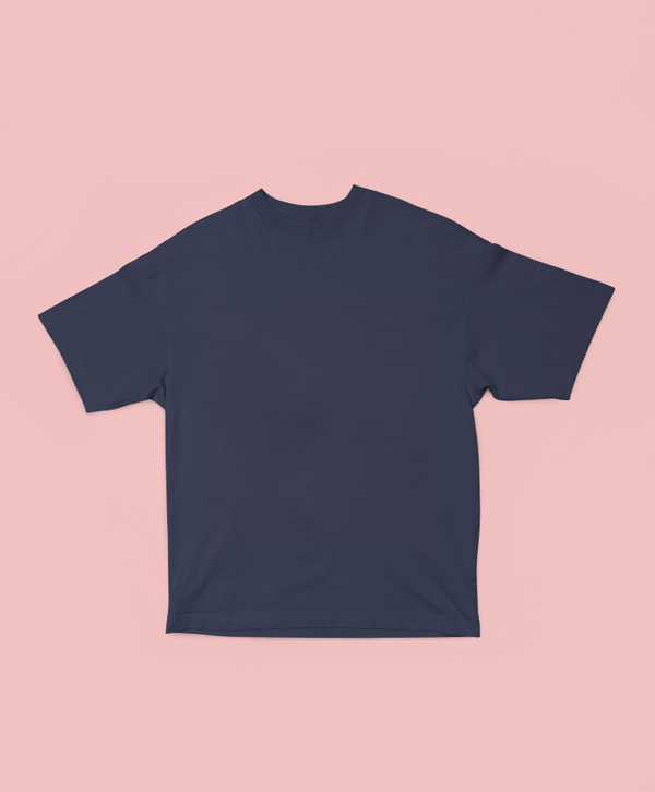 UNISEX Solid Plain Oversized T-shirt - Navy blue