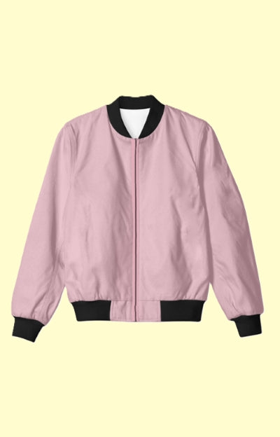 UNISEX Solid Plain Bomber Jacket - Pink