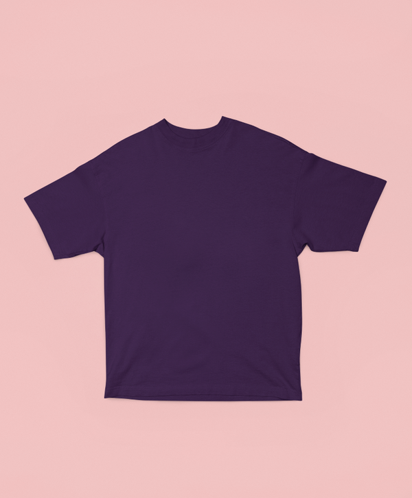 UNISEX Solid Plain Oversized T-shirt - Purple