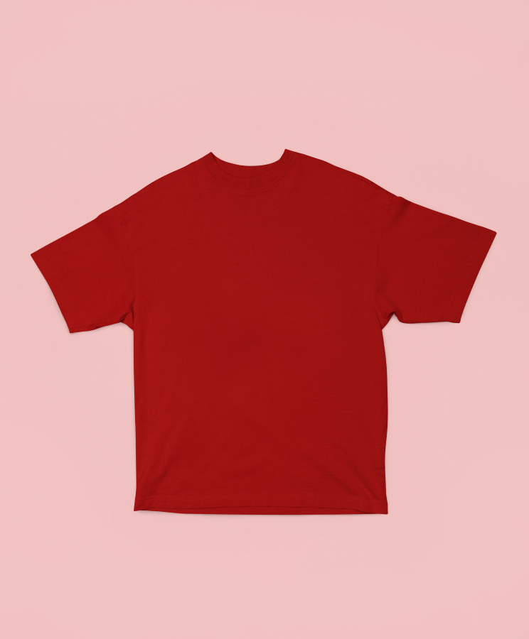 UNISEX Solid Plain Oversized T-shirt - Red
