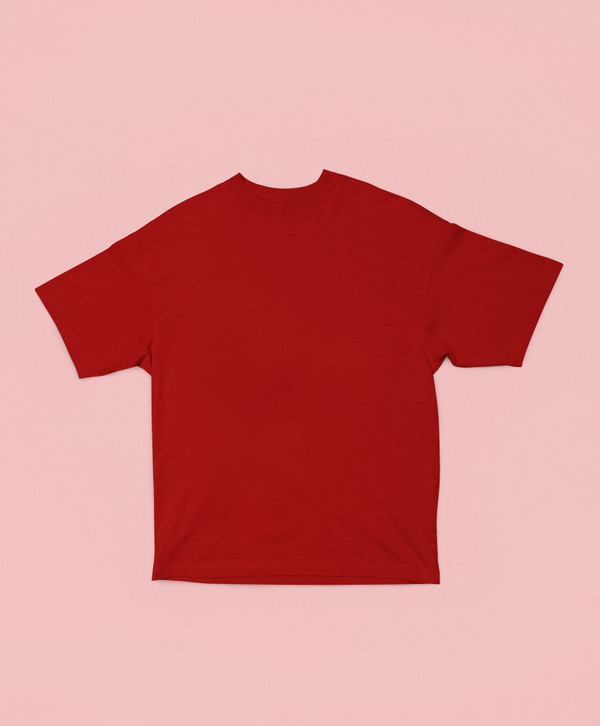 UNISEX Solid Plain Oversized T-shirt - Red