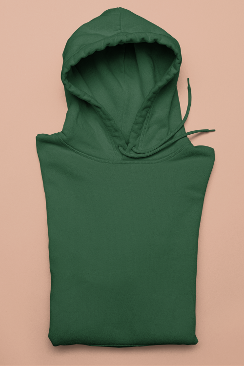 UNISEX Solid Plain Hoodie - Bottle green