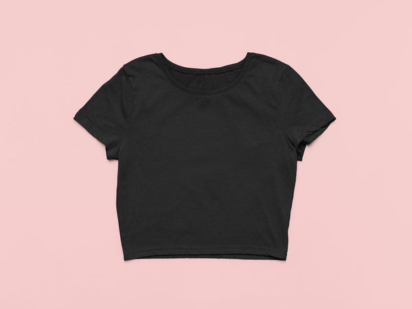 Solid Plain Crop Top - Black