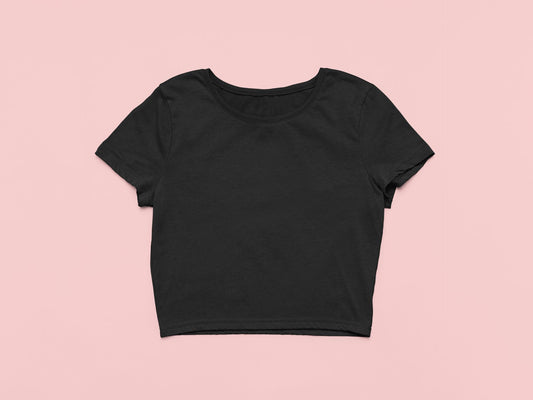 Solid Plain Crop Top - Black