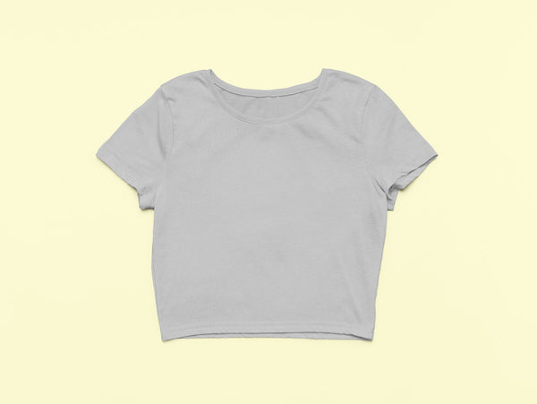 Solid Plain Crop Top - Grey Melange