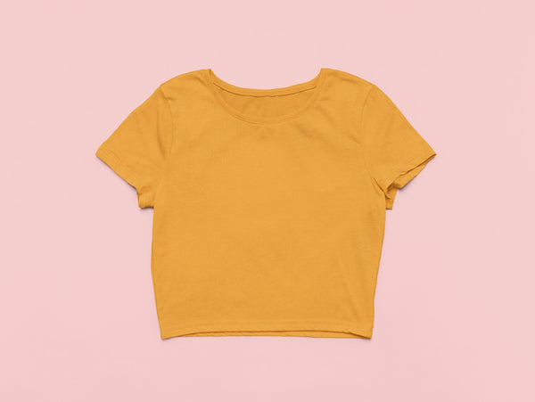 Solid Plain Crop Top - Yellow