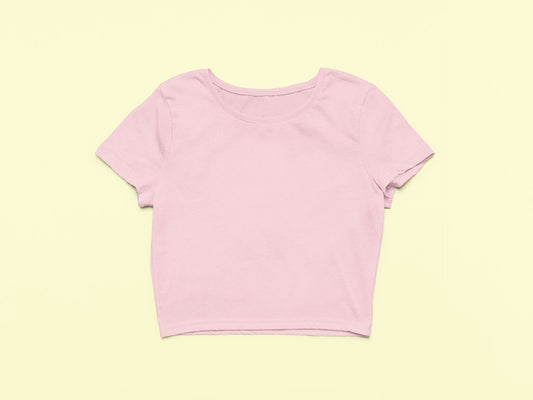Solid Plain Crop Top - Light Pink