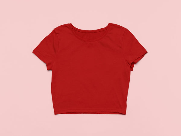 Solid Plain Crop Top - Red