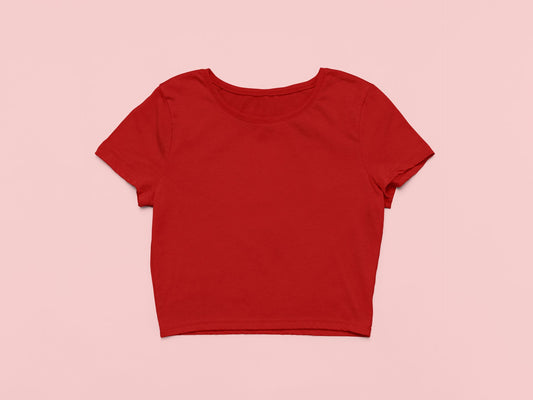 Solid Plain Crop Top - Red