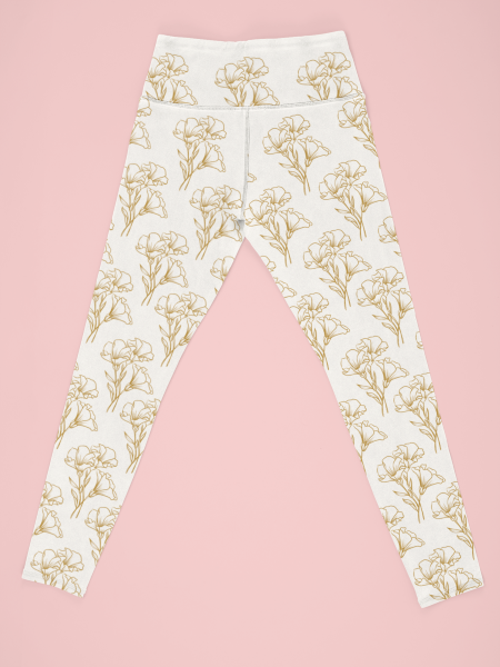 Hibiscus Floral Outline Printed Leggings