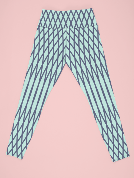 Geometric Half Curve Printed Blue Leggings