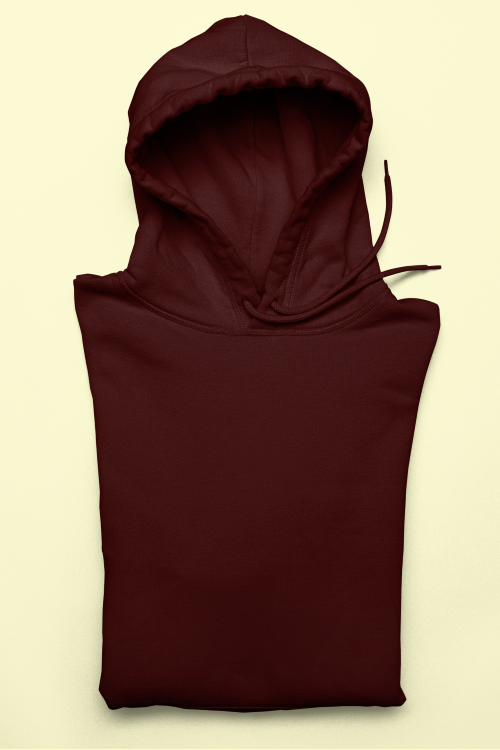 UNISEX Solid Plain Hoodie - Maroon