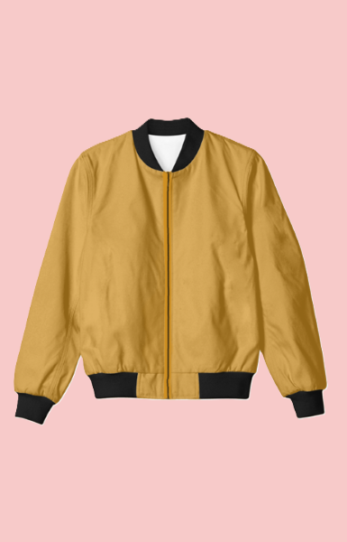 UNISEX Solid Plain Bomber Jacket - Mustard Yellow