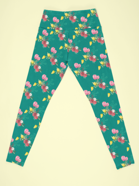 Floral Printed Green Leggings