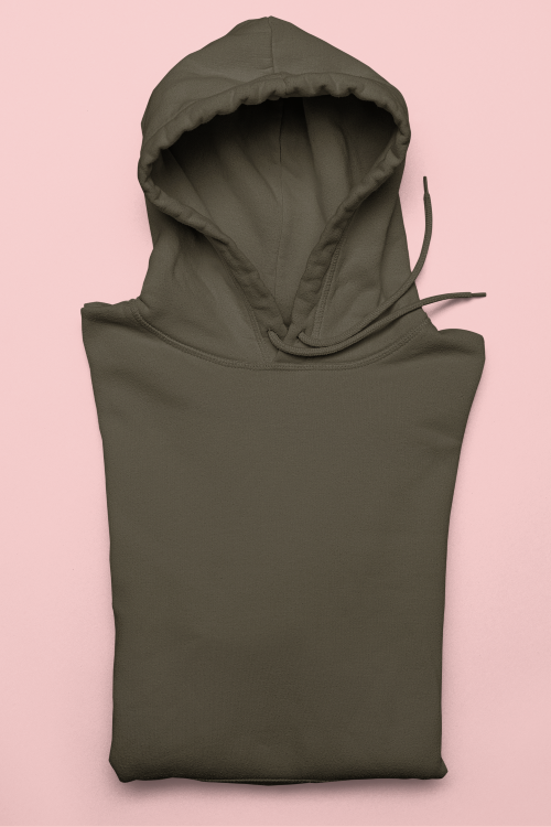 UNISEX Solid Plain Hoodie - Olive green