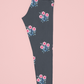 Pink Floral Printed Navy Blue Leggings