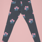 Pink Floral Printed Navy Blue Leggings