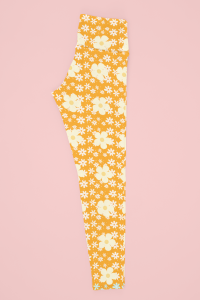 Flowers Printed Yellow Leggings